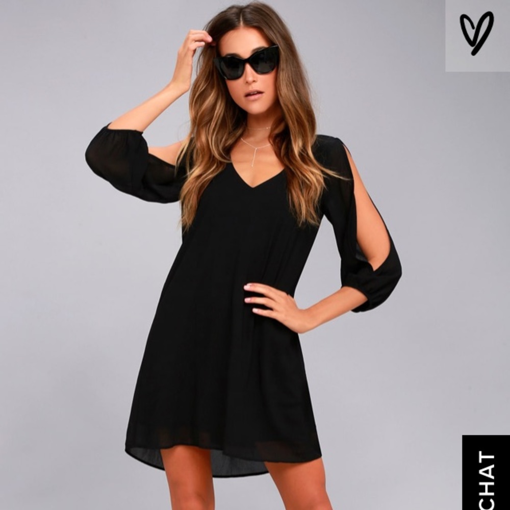 Lulus SHIFTING DEARS BLACK LONG SLEEVE DRESS